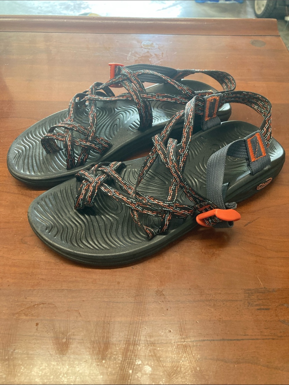 Chaco ZX/2 Sandals Women's Size 10 Orange Grey and Black 2 Strap